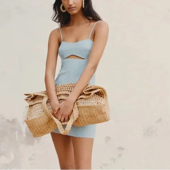 MANGO NWT Handmade Straw Large Tote Beach Bag - Picture 10 of 12